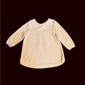 j jill 100% Cotton Sweater Boatneck 3/4 Sleeves Back Pleat Large Beige